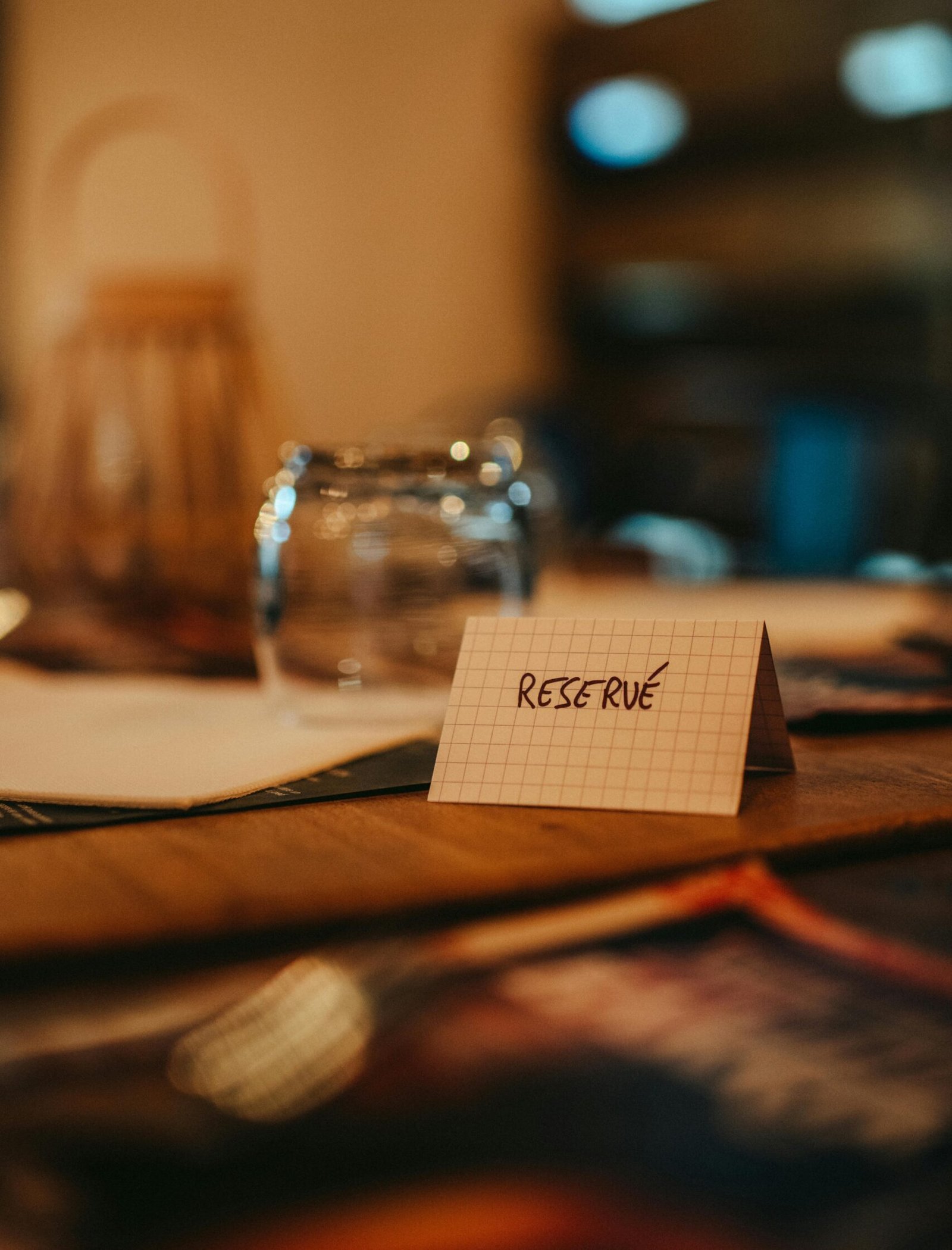 Restaurant Table with Reservation Card